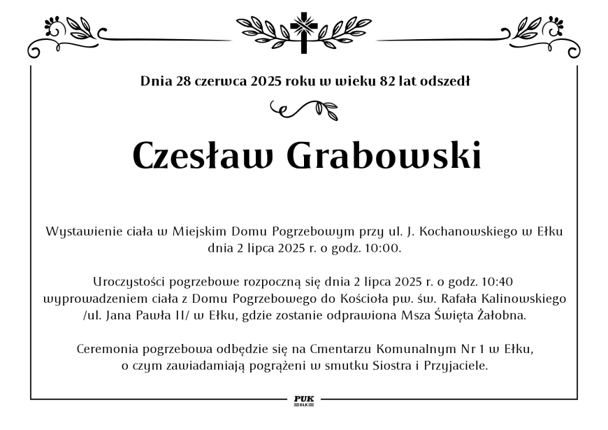 Czesław Grabowski - nekrolog